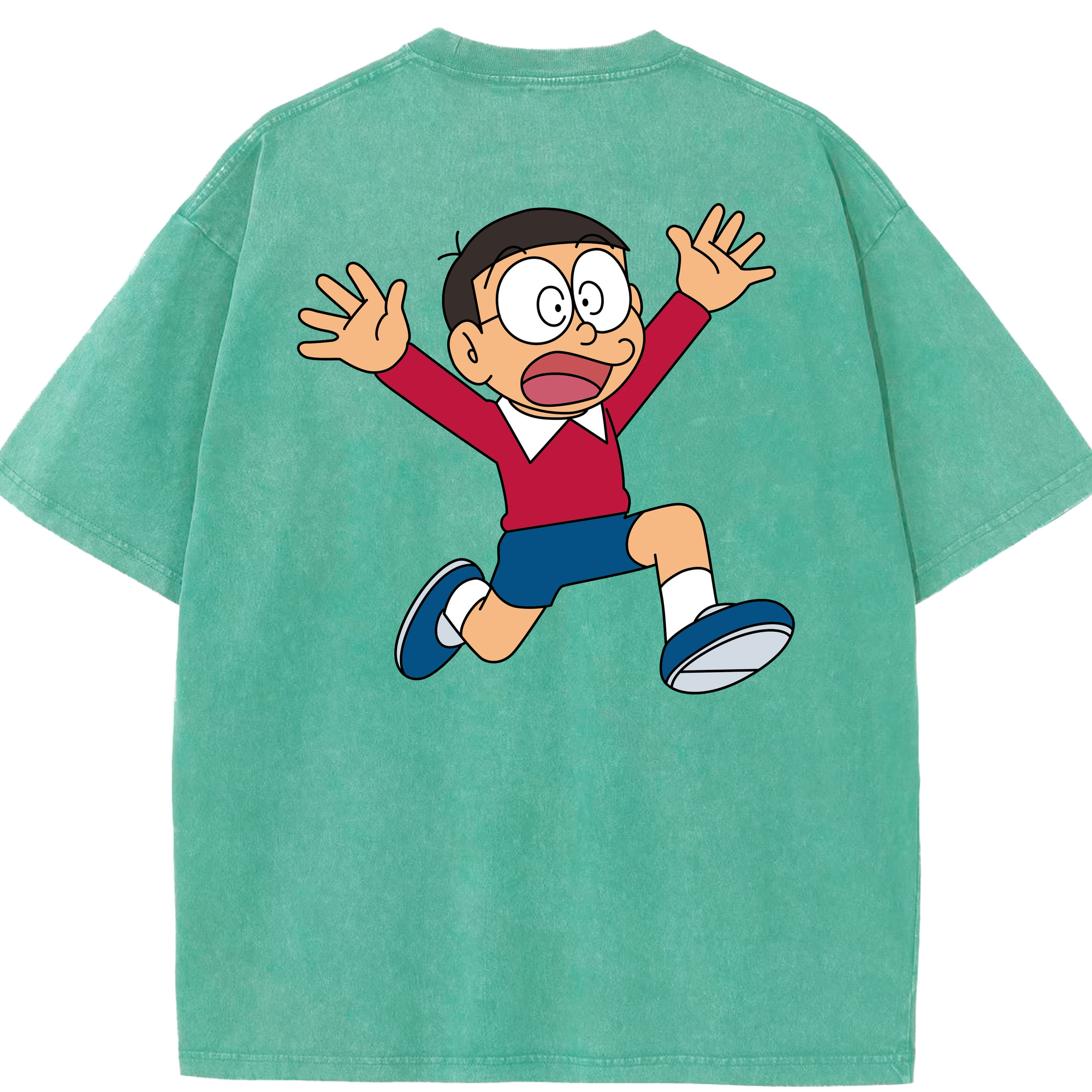 （画像用） ドラえもん 野比 のび太 Doraemon Nobita Nobi 綿100% ヴィンテージ風 半袖Tシャツ（背面プリント）